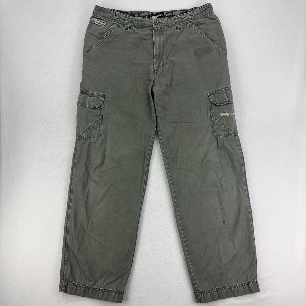 VTG Billabong‎ Military Cargo Pants Mens 36 Y2K Olive Green Baggy Skater Utility